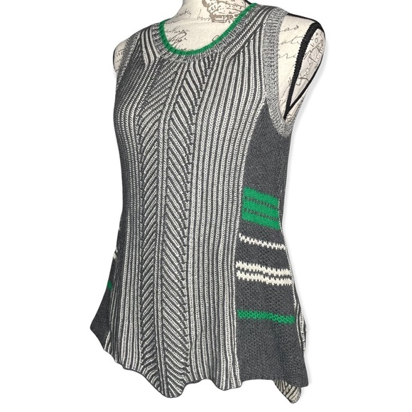 Cabi sleeveless knit trident sweater vest gray and green size small style # 885 - Picture 2 of 6